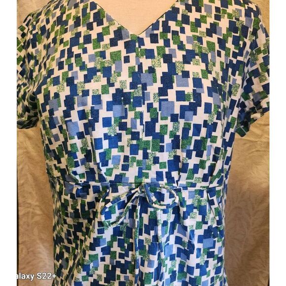 F27 Studio Works blue and green pattern  t-shirt with peplum - Picture 3 of 11